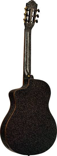 NEU Ortega The Private Room 4/4 Black Rainbow Sparkle Konzertgitarre inkl. Gigbag