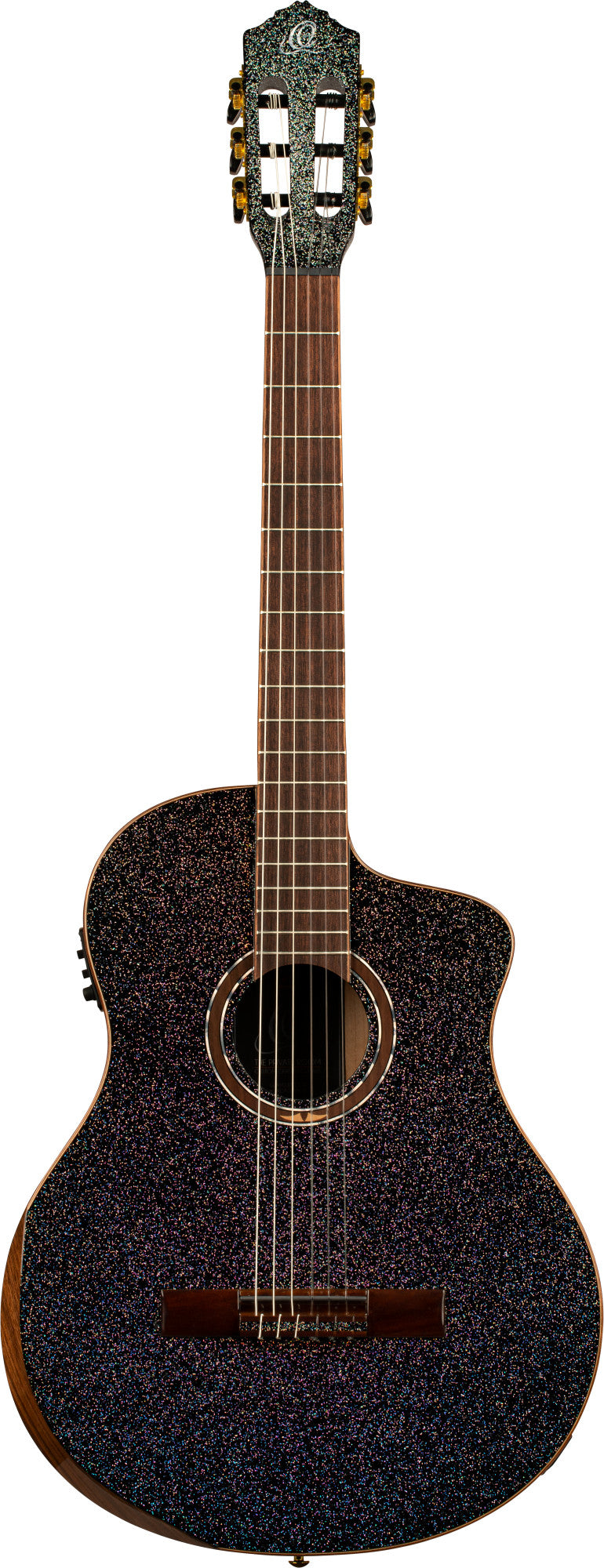 NEU Ortega The Private Room 4/4 Black Rainbow Sparkle Konzertgitarre inkl. Gigbag