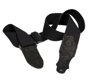 Franklin Black/Black Gitarrengurt aus Baumwolle – Geprägtes Wildlederende