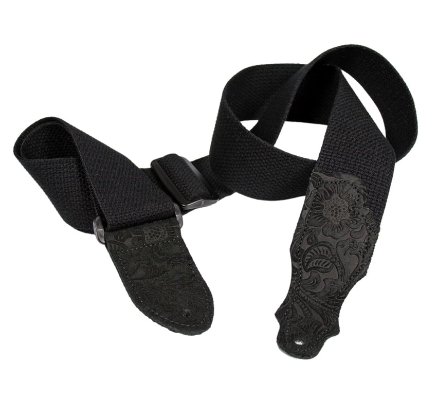 Franklin Black/Black Gitarrengurt aus Baumwolle – Geprägtes Wildlederende