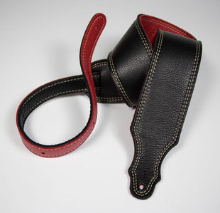 Cinturino Franklin Strap 2,5" in pelle reversibile nero/rosso