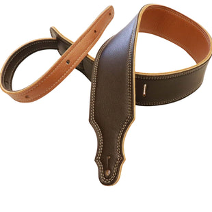 Franklin Strap 2.5" Chocolate/Gold Reversible Leather Strap