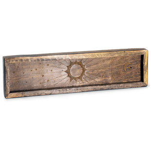 Mango Wood incense stick holder and tray for crystals with zodiac signs