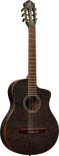 NEU Ortega The Private Room 4/4 Black Rainbow Sparkle Konzertgitarre inkl. Gigbag