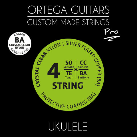 ORTEGA UKP-BA Custom Made Baritone Ukulele Pro String Set Crystal Nylon