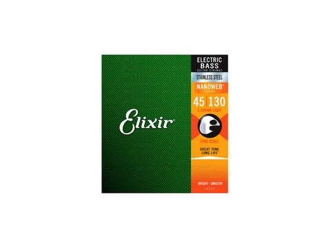 Elixir E14777 Electric Bass Strings, Medium/Light B/5 String 045-130