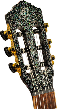 NEU Ortega The Private Room 4/4 Black Rainbow Sparkle Konzertgitarre inkl. Gigbag
