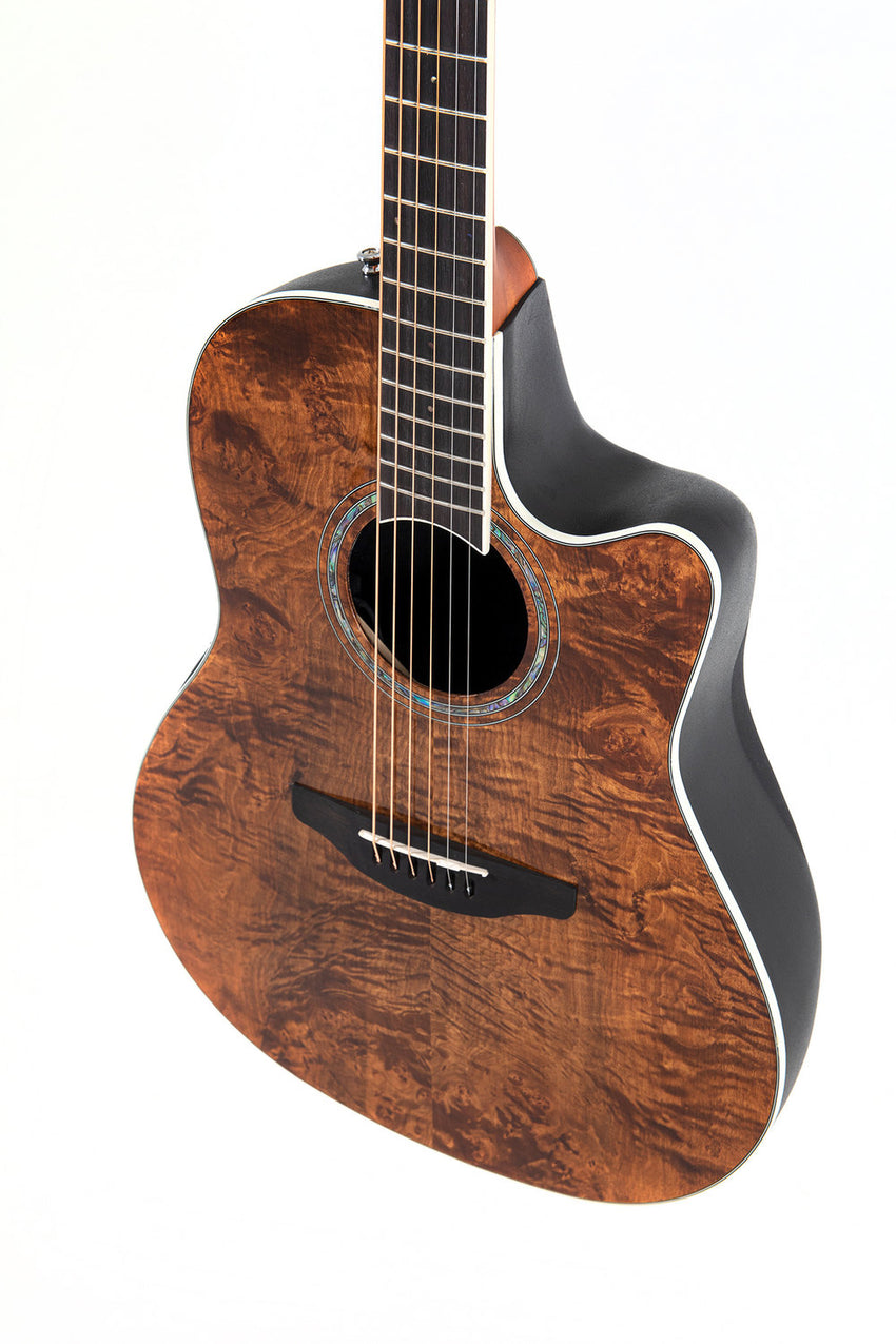 OVATION CS24P-NBM-G CELEBRITY TRADITIONAL PLUS MID CUTAWAY NOCE MOSCATA ACERO BURLED 