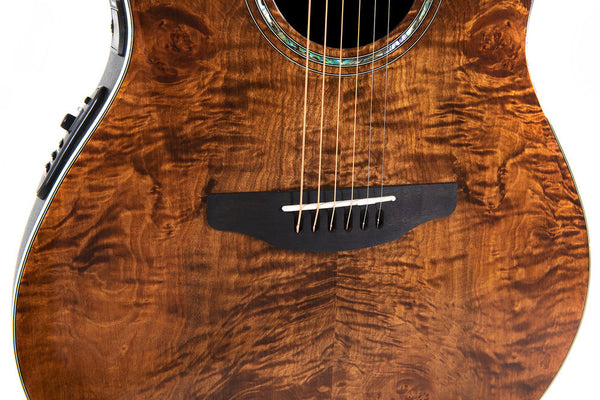 OVATION CS24P-NBM-G CELEBRITY TRADITIONAL PLUS MID CUTAWAY NUTMEG BURLED MAPLE