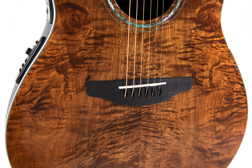 OVATION CS24P-NBM-G CELEBRITY TRADITIONAL PLUS MID CUTAWAY NOCE MOSCATA ACERO BURLED 