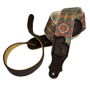 Franklin Turquoise Old Aztec Canvas Guitar Strap