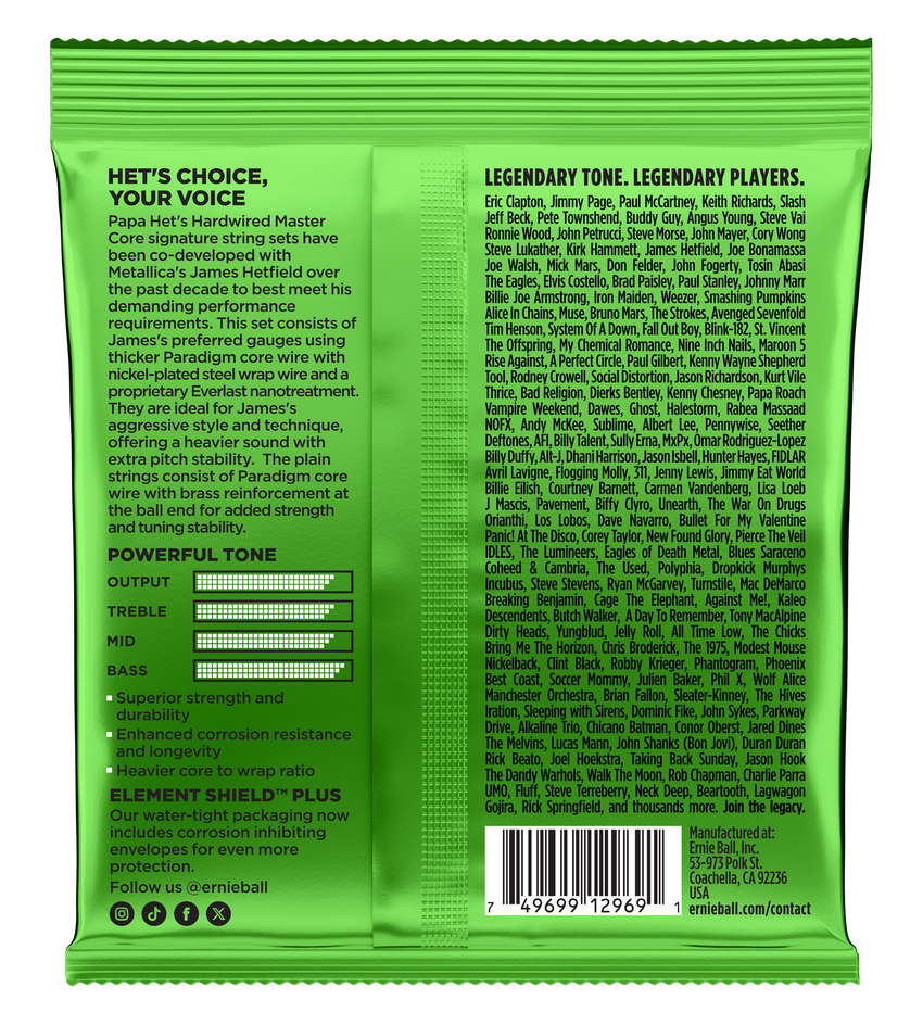 ERNIE BALL EB22010 Papa Hets Hardwired Master Core Sign .11-50