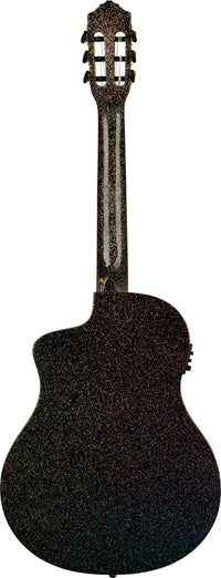 NEU Ortega The Private Room 4/4 Black Rainbow Sparkle Konzertgitarre inkl. Gigbag