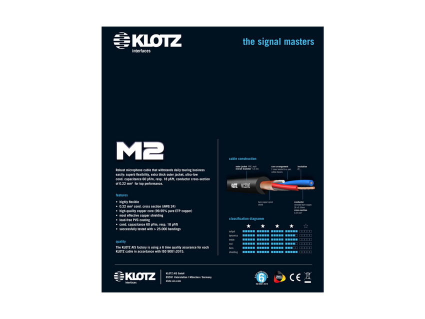 KLOTZ M2FM1-1000 10m premium XLR cable