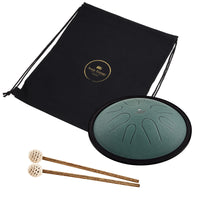 MEINL Sonic Energy 10" Compact Steel Tongue Drum, H Moll, 8 Töne, 432 Hz, Dunkelgrün-CSTD1DG