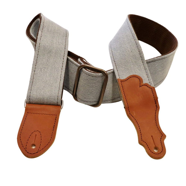 Franklin Straps DN-BL-CG 2" Blue Distressed Denim/Cognac Leather End Tab