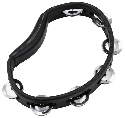 MEINL HTBK Hand Tambourine einreihig Tambourin mit Stahlschellen Black