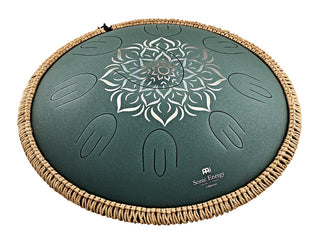 MEINL Sonic Energy OSTD3DGE Steel Tongue Drum ottava da 16", Fa maggiore, 9 toni, 432 Hz, Verde scuro,