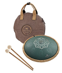 MEINL Sonic Energy OSTD3DGE 16" Octave Steel Tongue Drum, F Major, 9 Notes, 432 Hz, Dark Green