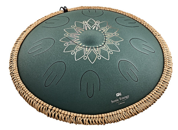 MEINL Sonic Energy OSTD4DGE 16" Octave Steel Tongue Drum, Fa# Minore, 9 Toni, 432 Hz, Verde Scuro