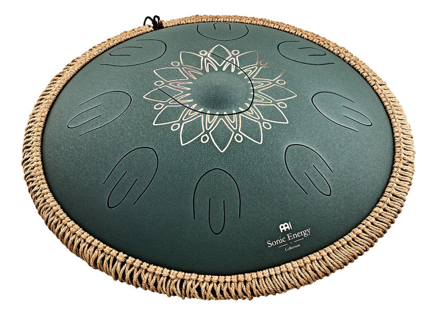 MEINL Sonic Energy OSTD4DGE 16" Octave Steel Tongue Drum, F# Minor, 9 Notes, 432 Hz, Dark Green