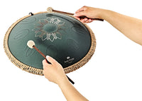 MEINL Sonic Energy OSTD4DGE 16" Octave Steel Tongue Drum, F# Minor, 9 Notes, 432 Hz, Dark Green