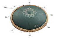 MEINL Sonic Energy OSTD4DGE 16" Octave Steel Tongue Drum, F# Minor, 9 Notes, 432 Hz, Dark Green