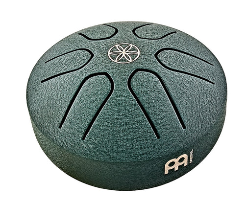 MEINL Sonic Energy PSTD4DGGOL 3" Pocket Steel Tongue Drum, A Major, 6 Notes, 440 Hz, Dark Green, Seed of Life
