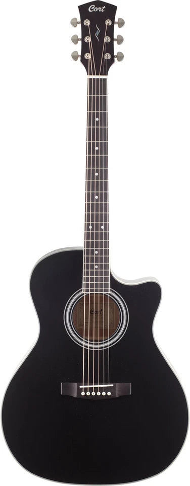 Cort PURE-GA Grand Auditorium Akustik Gitarre Black Satin Tonabnehmer Cutaway