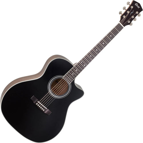Chitarra acustica Cort PURE-GA Grand Auditorium con pickup satinato nero e spaccato mancante