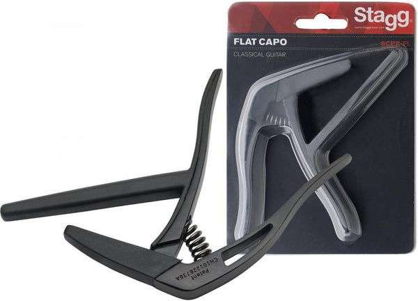 STAGG SCPX-FL BK Flat Trigger Capo black Kapodaster für Konzertgitarre (flaches Griffbrett)