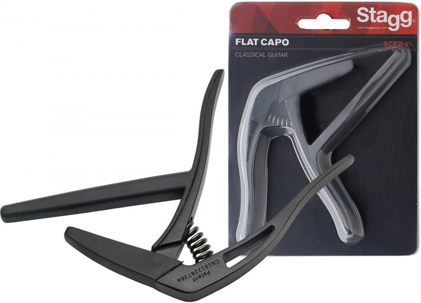 STAGG SCPX-FL BK Flat Trigger Capo black Kapodaster für Konzertgitarre (flaches Griffbrett)