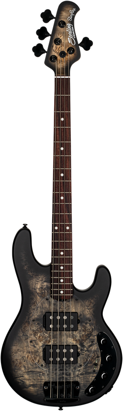 STERLING BY MUSIC MAN STINGRAY RAY34HH POPLAR BURL TRANS BLACK SATIN - DANYS MUSIC SHOP VILLACH