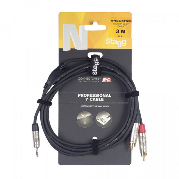 STAGG NYC3/MPS2CMR 3,5MM/2xRCA 3M